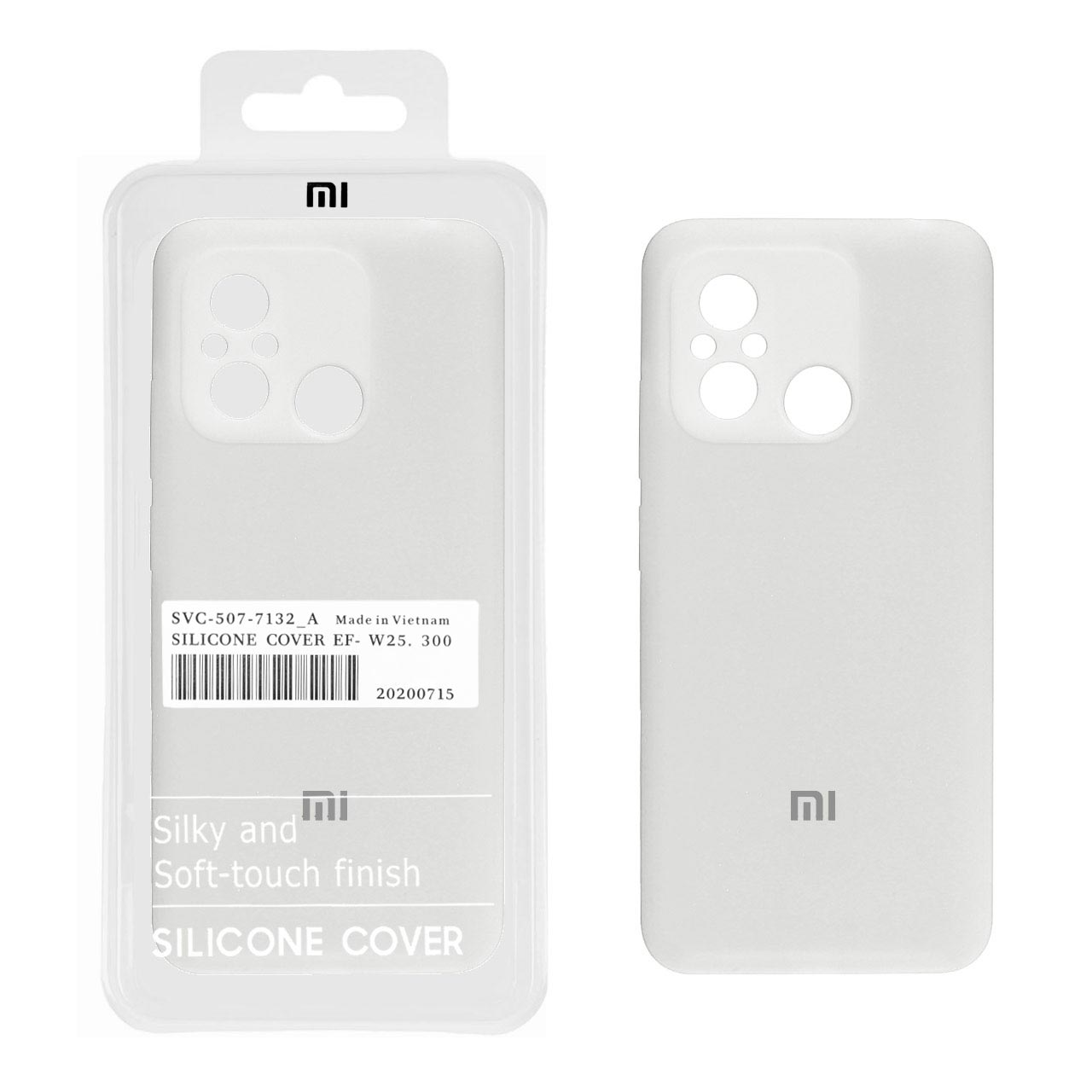 قاب سیلیکونی پاک کنی اورجینال درجه یک Xiaomi Redmi 12C / Redmi 11A / Poco C55 - سفید (پک دار)